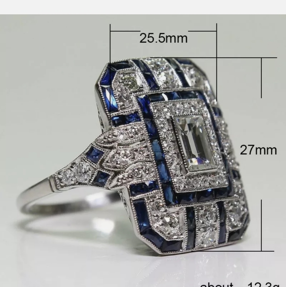 Women 925 Silver Filled White Sapphire ring - Picture 4 of 6